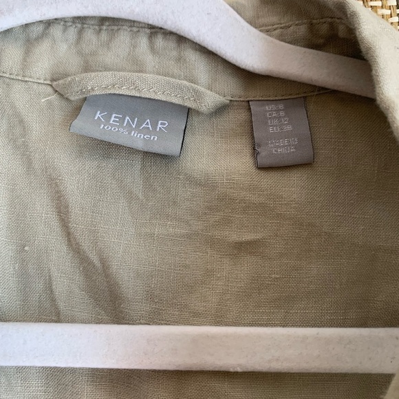 Kenar Linen Button Dress Women Size 8 Beige Natural Summer Formal Wear Fashion - Picture 3 of 5